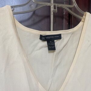 INC International Concepts Off-White V-Neck Blouse